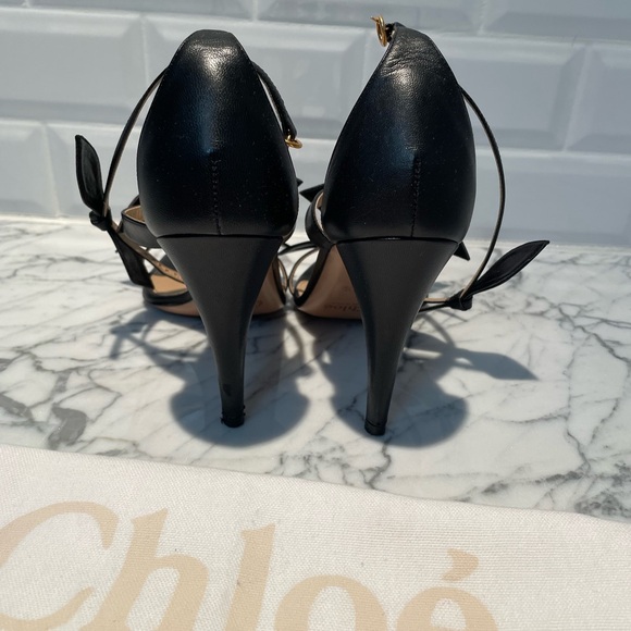 Chloe Mike Leather Bow Heels - 38.5 - Picture 6 of 9